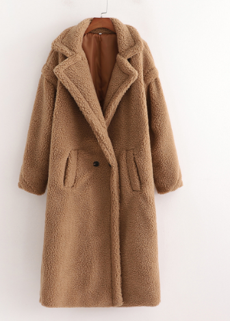 Teddycoat | Kunstpelz | Zweireiher | Langer Wintermantel | Langer Damenmantel