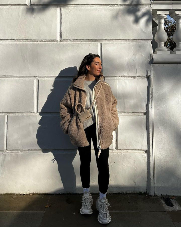 Teddycoat – Warm – Reißverschluss – Teddy-Fleecejacke – Wintermäntel und -jacken für Damen