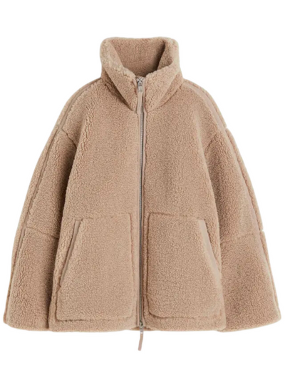 Teddycoat – Warm – Reißverschluss – Teddy-Fleecejacke – Wintermäntel und -jacken für Damen