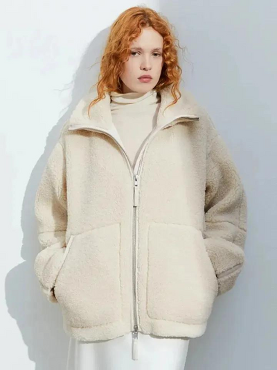 Teddycoat – Warm – Reißverschluss – Teddy-Fleecejacke – Wintermäntel und -jacken für Damen
