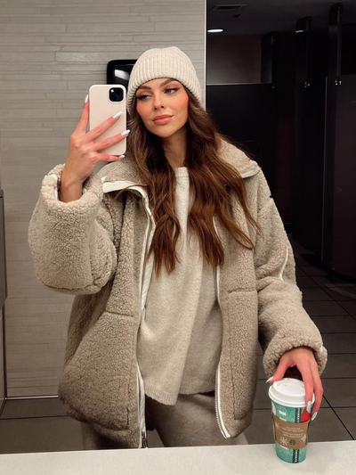 Teddycoat – Warm – Reißverschluss – Teddy-Fleecejacke – Wintermäntel und -jacken für Damen