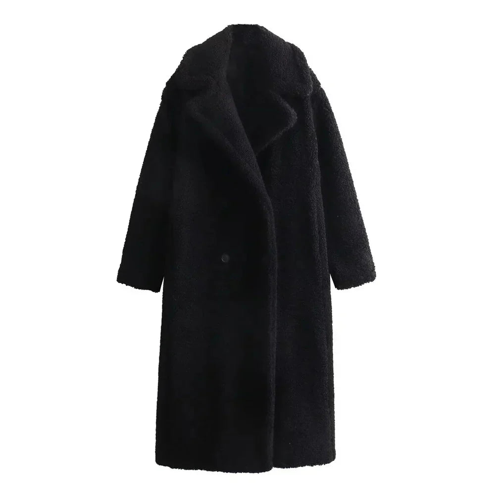 Teddycoat | Zweireiher | Kunstpelz | Winterjacke | Langer Mantel für Damen