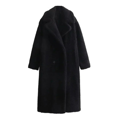 Teddycoat | Zweireiher | Kunstpelz | Winterjacke | Langer Mantel für Damen