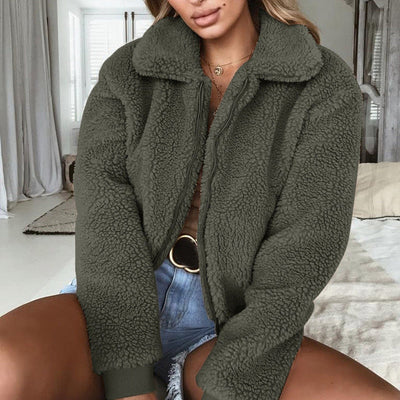 Teddyjacke | Kurz | Reißverschluss | Kunstpelzjacke | Wintermäntel und -jacken für Damen