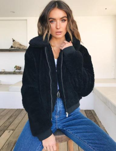 Teddyjacke | Kurz | Reißverschluss | Kunstpelzjacke | Wintermäntel und -jacken für Damen