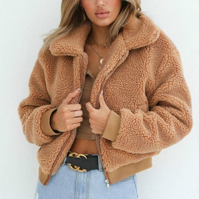 Teddyjacke | Kurz | Reißverschluss | Kunstpelzjacke | Wintermäntel und -jacken für Damen