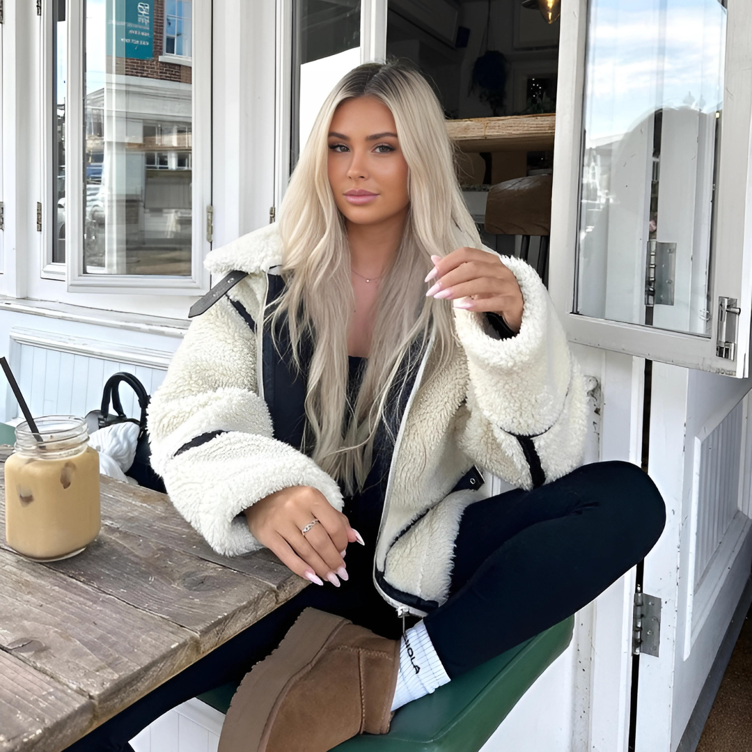 Teddyjacke | Weiß | Fleece | Kunstpelzmantel | Wintermäntel und -jacken für Damen