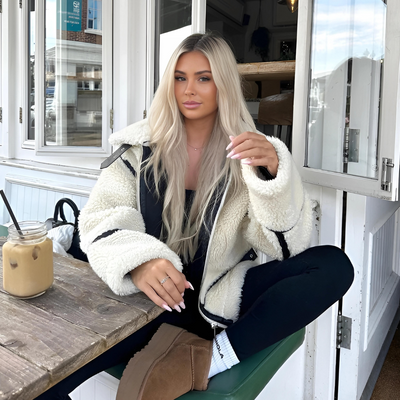 Teddyjacke | Weiß | Fleece | Kunstpelzmantel | Wintermäntel und -jacken für Damen