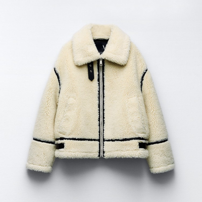 Teddyjacke | Weiß | Fleece | Kunstpelzmantel | Wintermäntel und -jacken für Damen