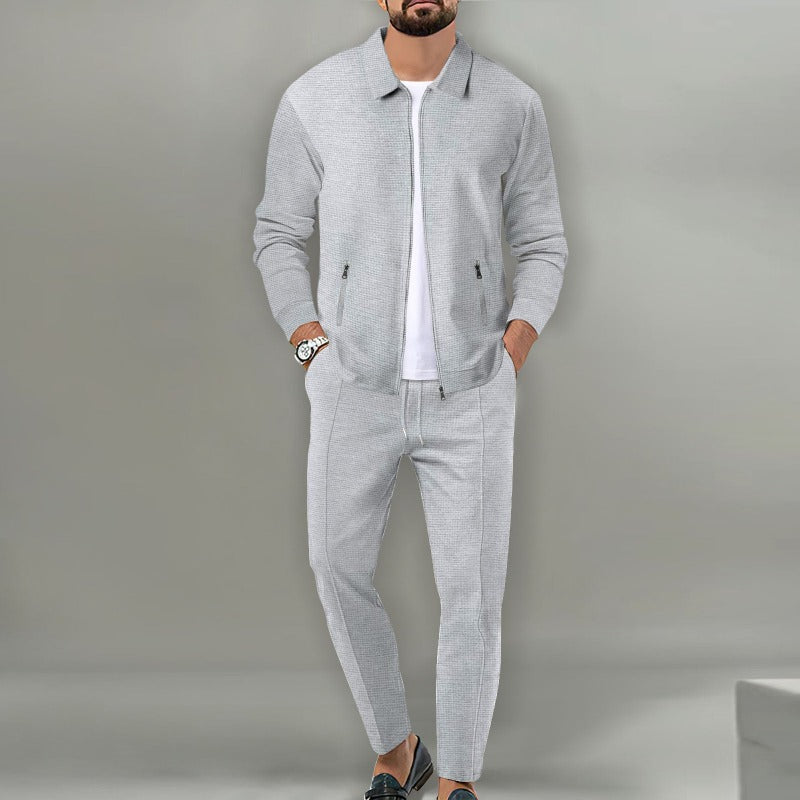Trainingsanzug - Herren Drawstring Zip-Up Zweiteiliger Sweatsuit Set