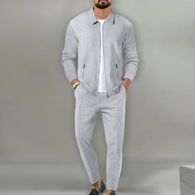 Trainingsanzug - Herren Drawstring Zip-Up Zweiteiliger Sweatsuit Set