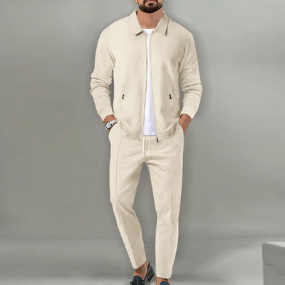 Trainingsanzug - Herren Drawstring Zip-Up Zweiteiliger Sweatsuit Set