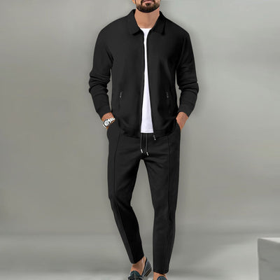 Trainingsanzug - Herren Drawstring Zip-Up Zweiteiliger Sweatsuit Set