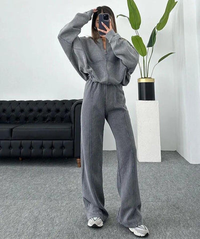 Trainingsanzug – mit Reißverschluss – Jogginghose mit weitem Bein – Trainingsanzug-Set – Jogginghose-Sets für Damen
