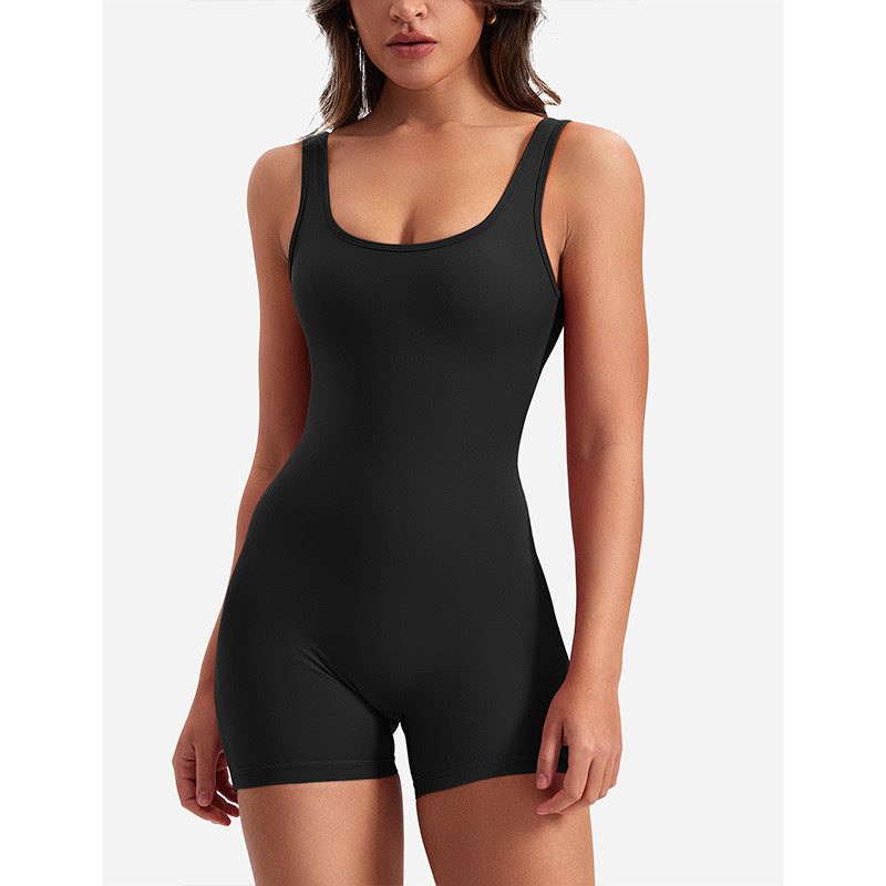Trainingsoverall – ärmellos – mit Knitter-Hose – Shorts-Overall – Overall Fitnessbekleidung