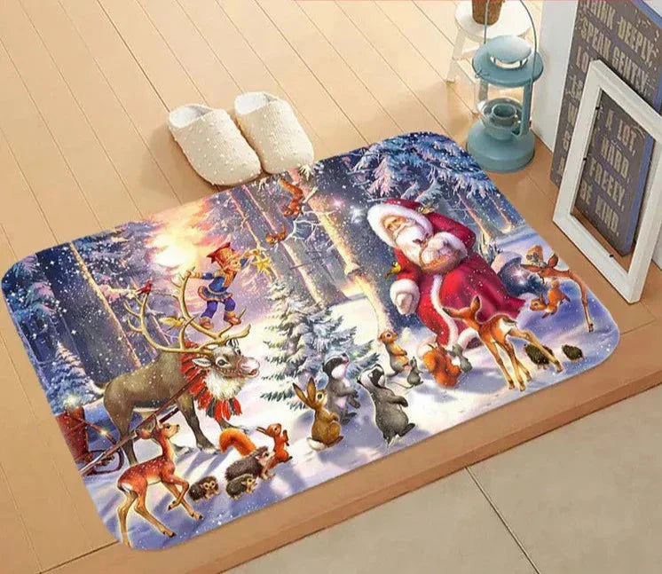 Türmatte – Rutschfeste Weihnachtsdekoration Lustiger Weihnachtsmann-Teppich