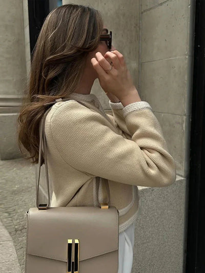 Tweedjacke - Einreihig - Beige - Tweed-Blazer - Damenjacken