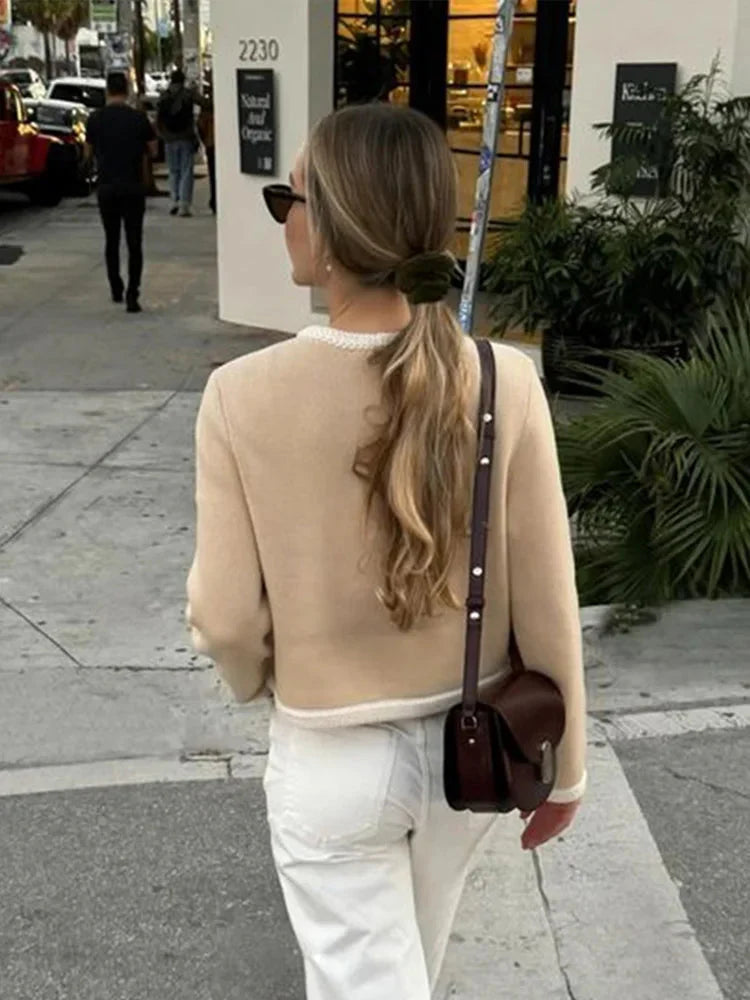 Tweedjacke - Einreihig - Beige - Tweed-Blazer - Damenjacken