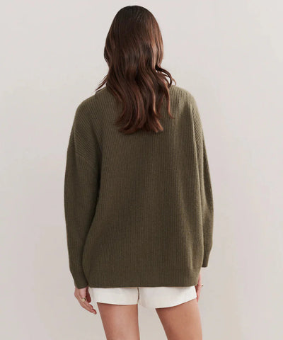 Übergroße Strickjacke – Damen-Strickjacke aus Kaschmir mit V-Ausschnitt und Knöpfen