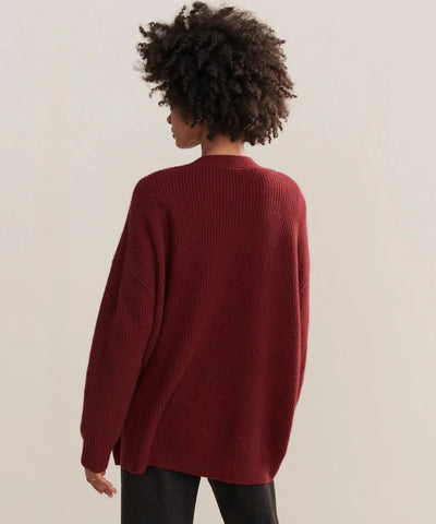 Übergroße Strickjacke – Damen-Strickjacke aus Kaschmir mit V-Ausschnitt und Knöpfen