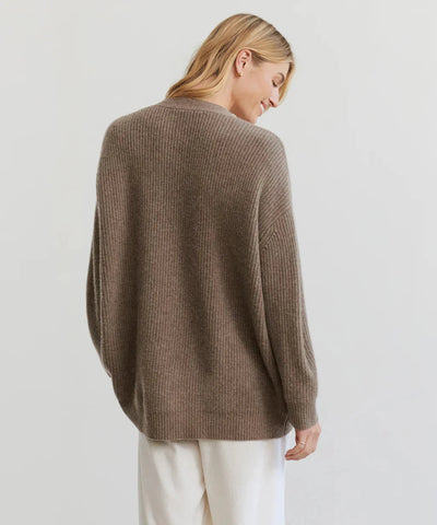 Übergroße Strickjacke – Damen-Strickjacke aus Kaschmir mit V-Ausschnitt und Knöpfen
