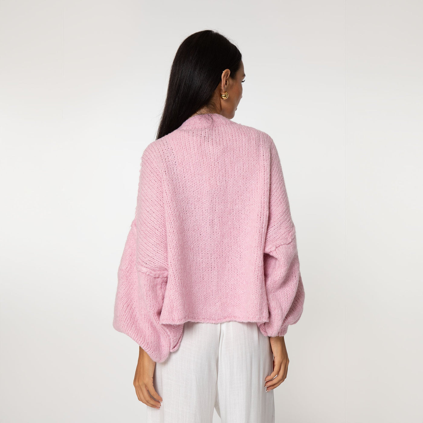 Übergroße Strickjacke – Grob gestrickt – Mit Knöpfen – Strickjacke – Damenjacke