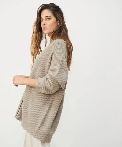 Übergroße Strickjacke – V-Ausschnitt – zum Knöpfen – Strickjacke – Damenbekleidung