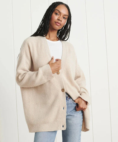 Übergroße Strickjacke – V-Ausschnitt – zum Knöpfen – Strickjacke – Damenbekleidung