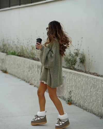 Übergroße Strickjacke – Warme, locker sitzende, grob gestrickte Damenjacke