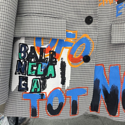 Übergroßer Blazer | Grau | Bedruckt | Blazerjacke | Damenblazer