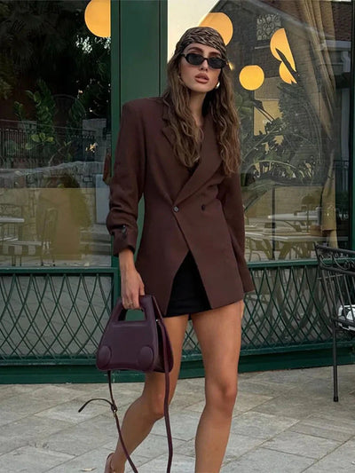 Übergroßer Blazer | Zweireiher | Braun | Blazerjacke | Damenblazer