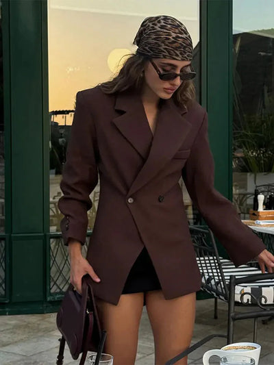Übergroßer Blazer | Zweireiher | Braun | Blazerjacke | Damenblazer