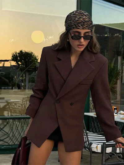 Übergroßer Blazer | Zweireiher | Braun | Blazerjacke | Damenblazer