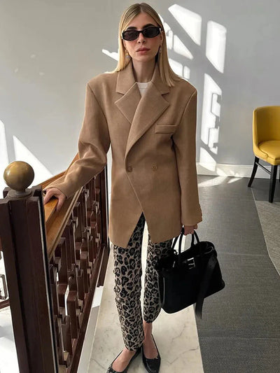Übergroßer Blazer | Zweireiher | Braun | Blazerjacke | Damenblazer