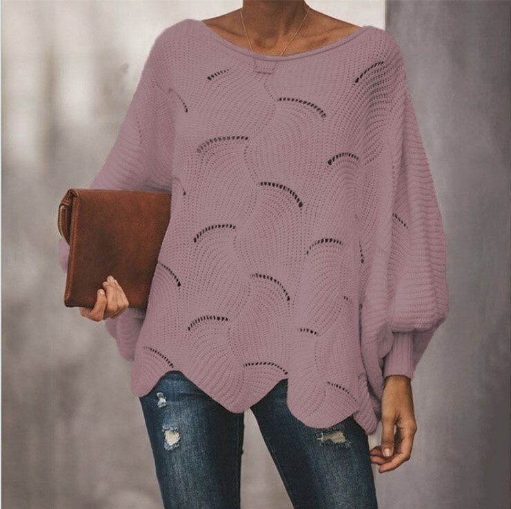 Übergroßer Pullover - Gehäkelt - Lose Passform -   Strickpullover - Pullover mit Rundhalsausschnitt