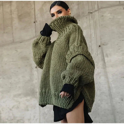 Übergroßer Pullover | Rollkragenpullover | Strickpullover | Grobstrickpullover | Damenstrickwaren