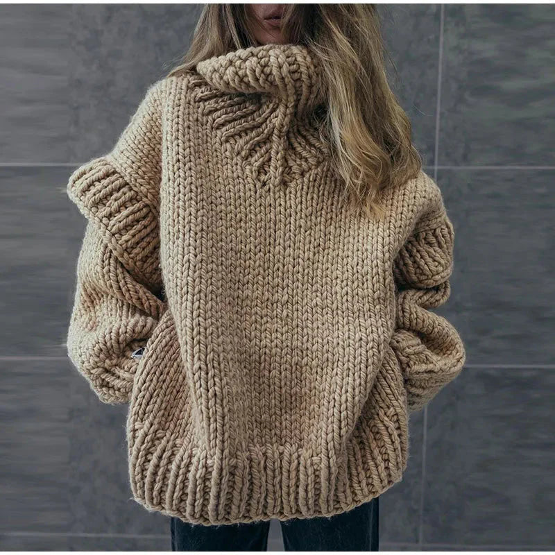 Übergroßer Pullover | Rollkragenpullover | Strickpullover | Grobstrickpullover | Damenstrickwaren