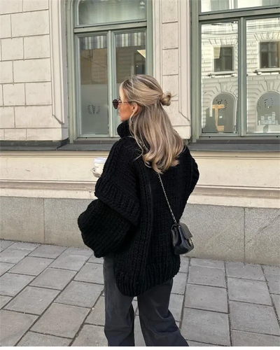 Übergroßer Pullover | Rollkragenpullover | Strickpullover | Grobstrickpullover | Damenstrickwaren
