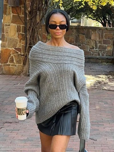 Übergroßer Pullover | Warm | Gestrickt | Pullover | Damen-Strickwaren