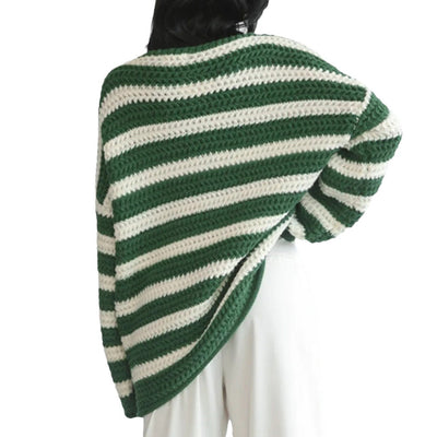 Übergroßer Pullover – kuscheliger, gestreifter Strickpullover für Damen für den Winter