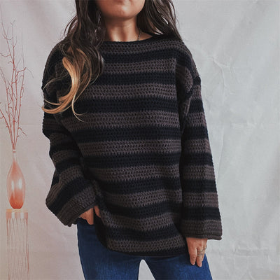 Übergroßer Pullover – kuscheliger, gestreifter Strickpullover für Damen für den Winter