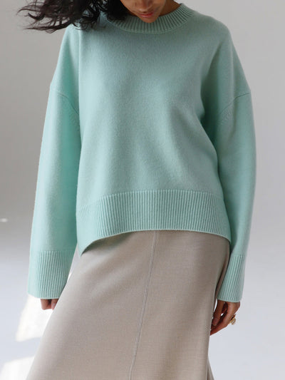 Übergroßer Pullover – warmer Strickpullover mit Rundhalsausschnitt für Damen