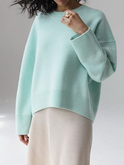 Übergroßer Pullover – warmer Strickpullover mit Rundhalsausschnitt für Damen