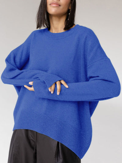 Übergroßer Pullover – warmer Strickpullover mit Rundhalsausschnitt für Damen