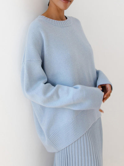 Übergroßer Pullover – warmer Strickpullover mit Rundhalsausschnitt für Damen