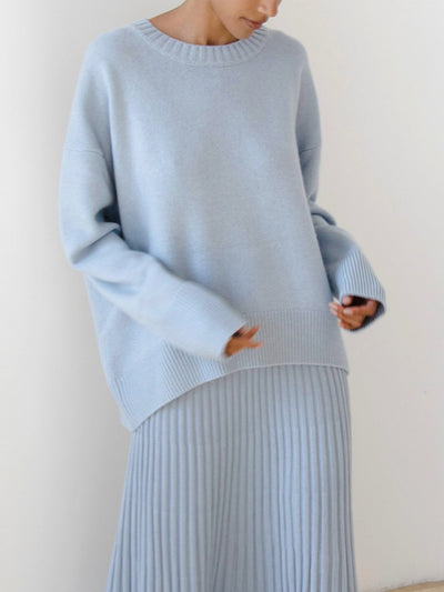 Übergroßer Pullover – warmer Strickpullover mit Rundhalsausschnitt für Damen