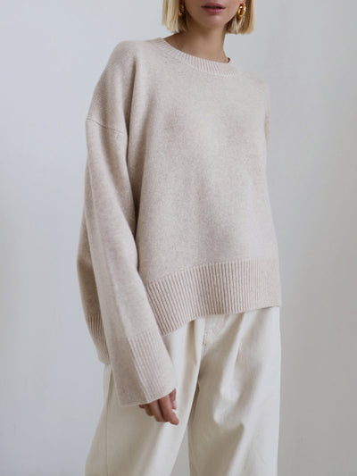 Übergroßer Pullover – warmer Strickpullover mit Rundhalsausschnitt für Damen