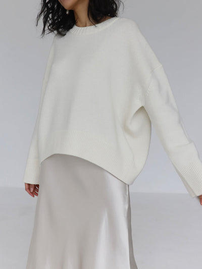 Übergroßer Pullover – warmer Strickpullover mit Rundhalsausschnitt für Damen
