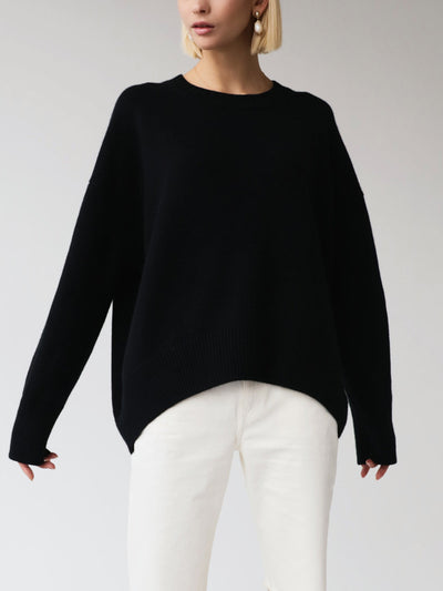 Übergroßer Pullover – warmer Strickpullover mit Rundhalsausschnitt für Damen