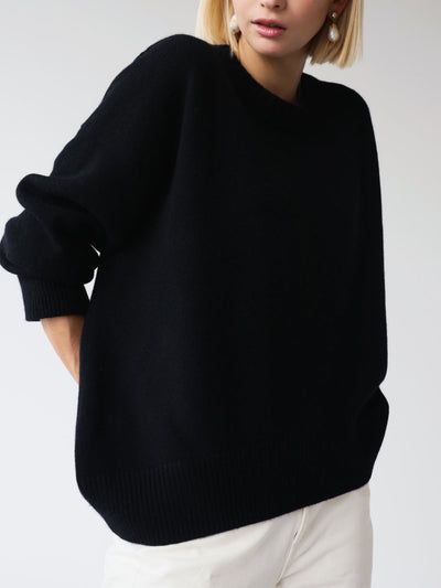 Übergroßer Pullover – warmer Strickpullover mit Rundhalsausschnitt für Damen